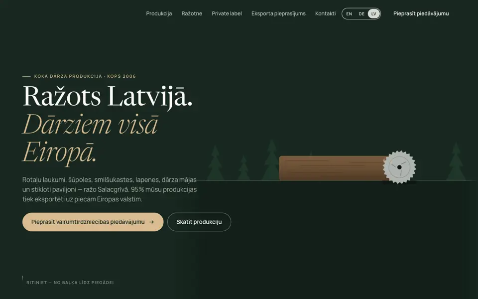 Koka dārza produkcijas ražotāja lapas koncepts